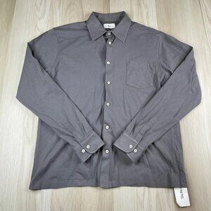 NWT Mr. P. Mens Gray Long Sleeve High Low Hem Button Up Shirt